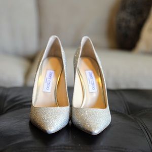 Jimmy Choo 100 mm Romy Pump Platinum Ice